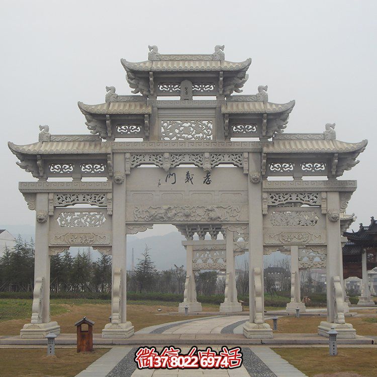傳承古城文脈，精美石雕牌坊仿古門樓雕塑