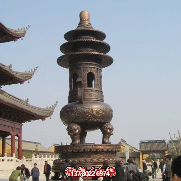 精美鑄銅大型寶蓋香爐，祈福燒香進(jìn)寶