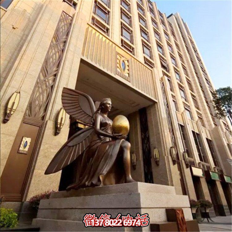玻璃鋼仿銅西方女人物雕塑，為小區、寫字樓門前添彩