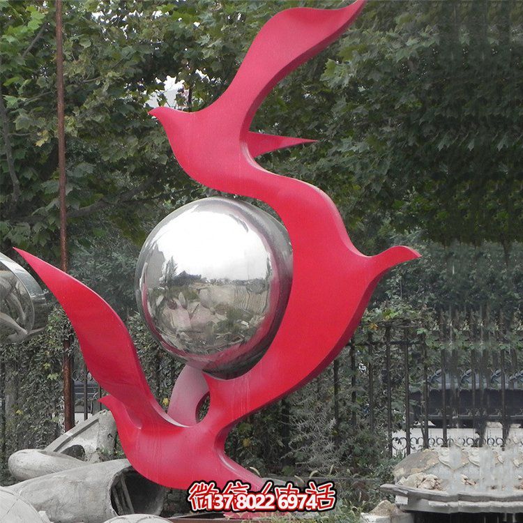 不銹鋼抽象鴿子雕塑，為您的園林景觀增添高雅氣息