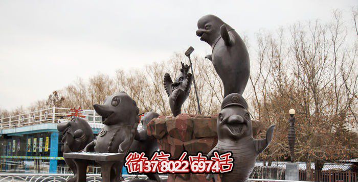 不銹鋼海豚雕塑，個性創(chuàng)意花園裝飾