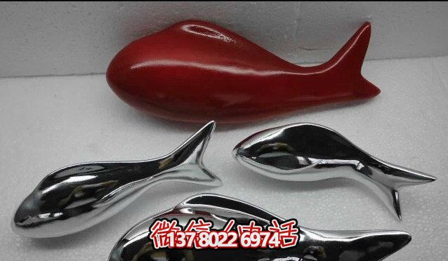 精致簡約不銹鋼魚雕塑，點綴室內裝飾
