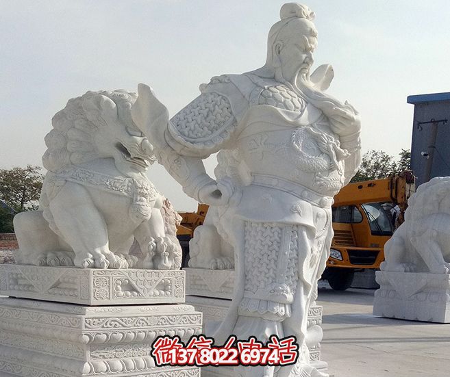 漢白玉大型關公雕塑,增添景觀美感 漢白玉大型關公雕塑,增添景觀美感