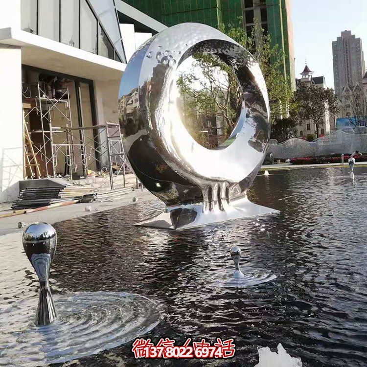 現(xiàn)代風格不銹鋼噴泉裝飾擺件