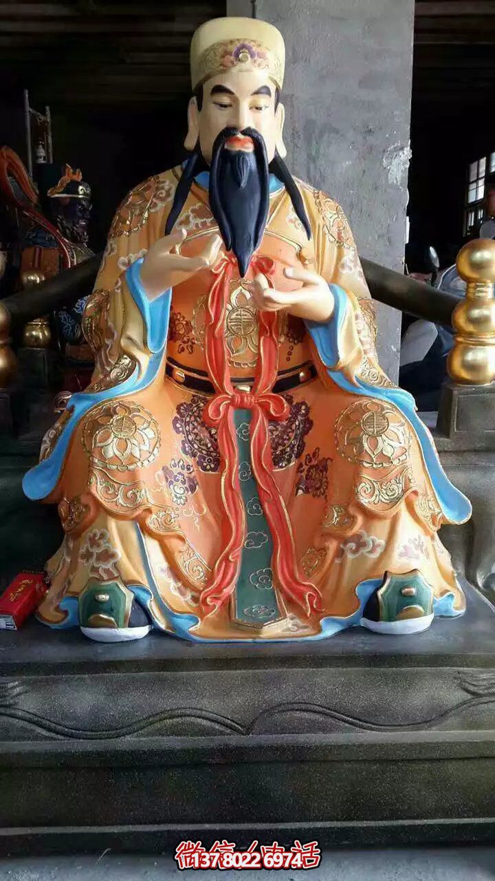 精美供奉財神雕塑，玻璃鋼彩繪絢麗奪目