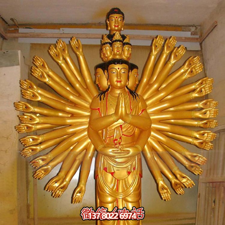 鎏金千手觀音大型雕塑，精美絕倫，醉人心魄