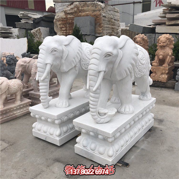 大理石石雕大型動物雕塑，點綴庭院別墅門口