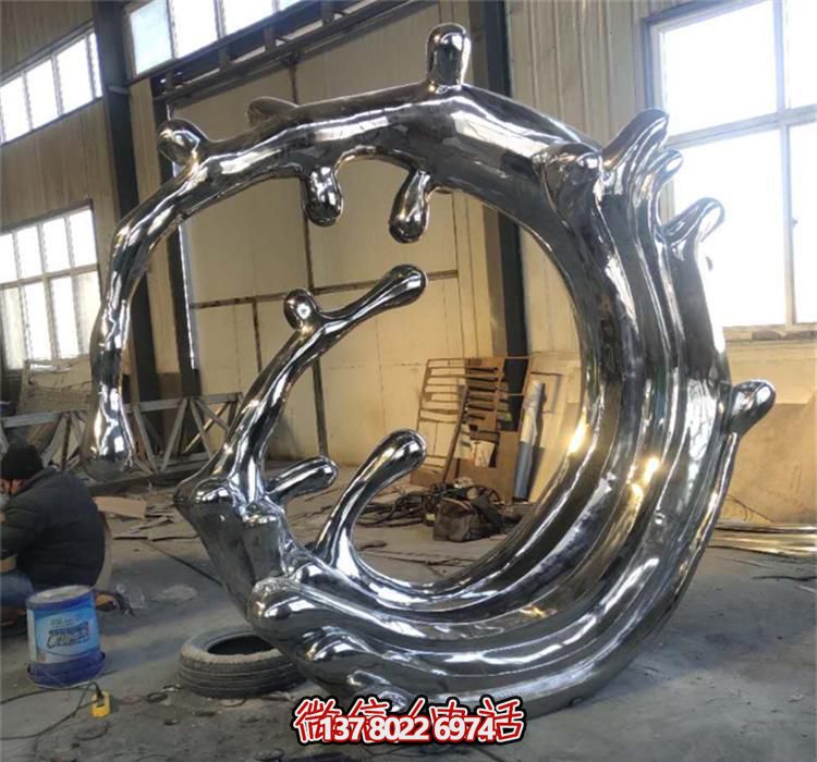 不銹鋼海浪雕塑，鏡面裝飾公園