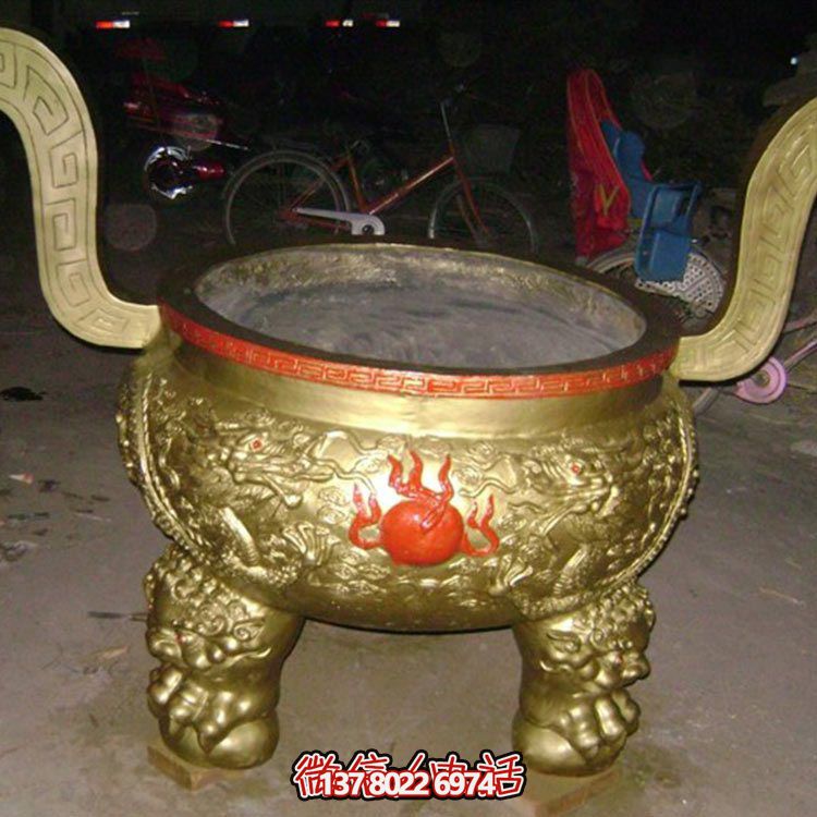 青銅浮雕巨型景觀(guān)香爐雕塑