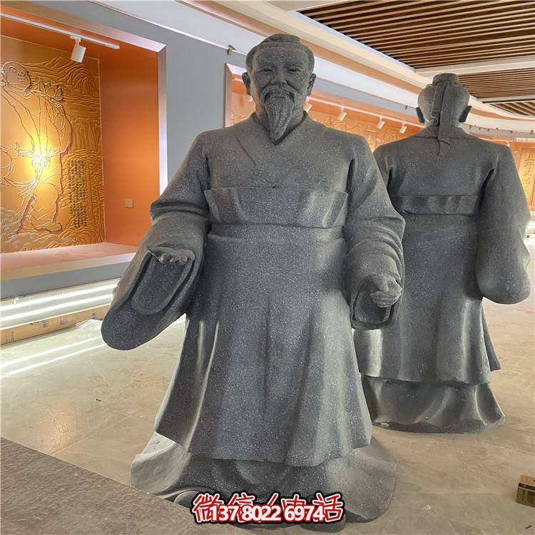 景點展覽館室內(nèi)裝飾花崗巖雕刻古代人物雕塑