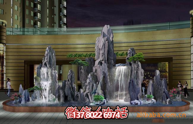 塑石假山水池園林商業街景觀 塑石假山水池園林商業街景觀