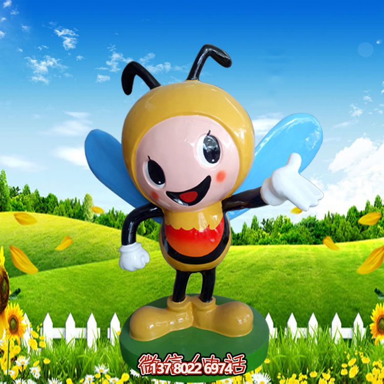 飯店學(xué)校門(mén)口擺放彩繪打招呼蜜蜂玻璃鋼雕塑