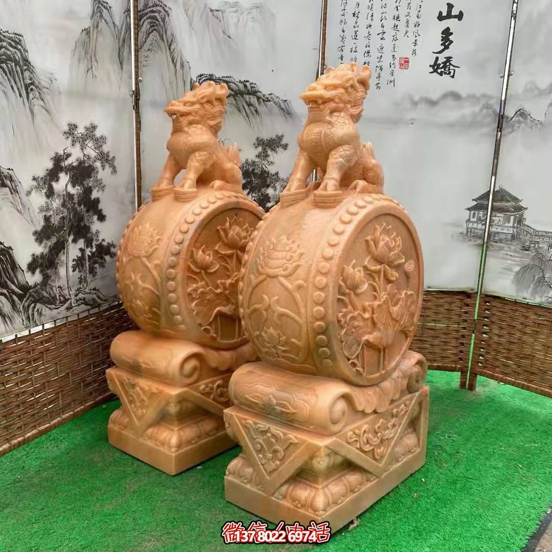 麒麟抱鼓石，晚霞紅荷花門(mén)墩