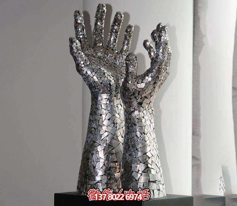 家裝飾擺件幾何拼接不銹鋼手型雕塑 家裝飾擺件幾何拼接不銹鋼手型雕塑