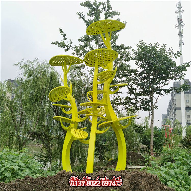 不銹鋼抽象樹，網狀樹葉樹冠