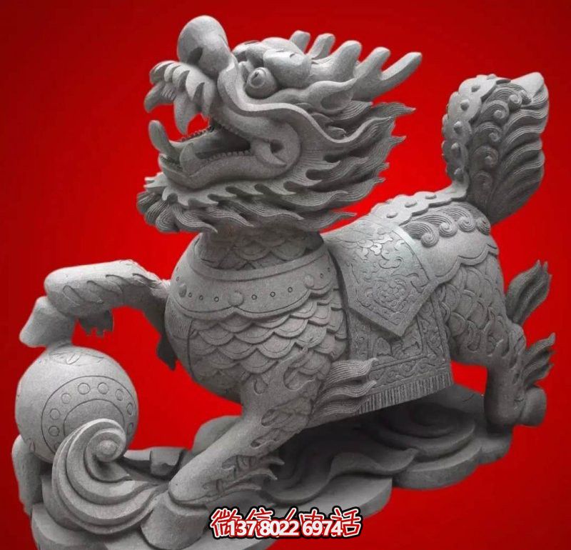 大理石石雕神獸麒麟雕塑 大理石石雕神獸麒麟雕塑