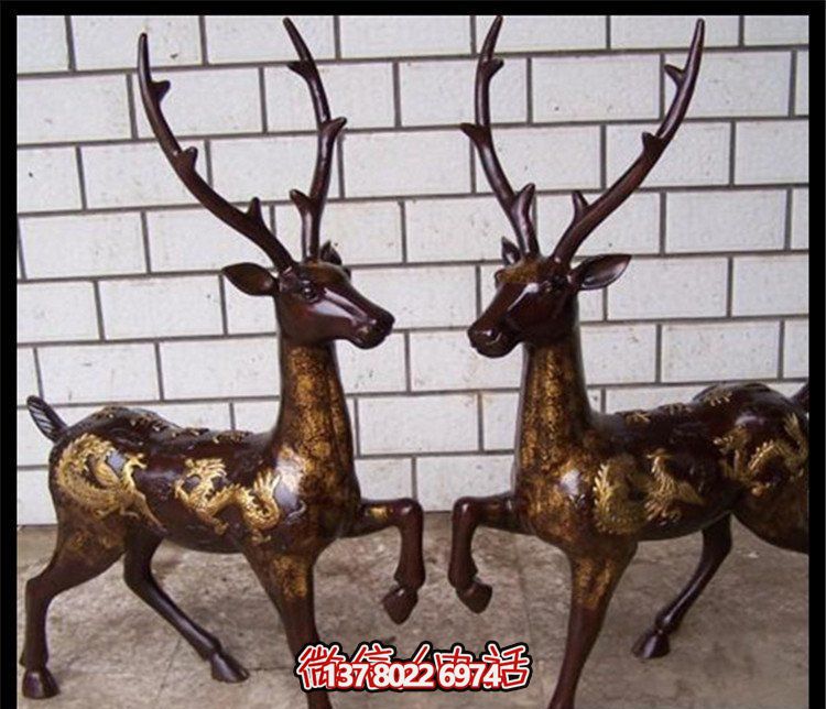 戶外景區大型玻璃鋼仿銅鹿雕塑 戶外景區大型玻璃鋼仿銅鹿雕塑
