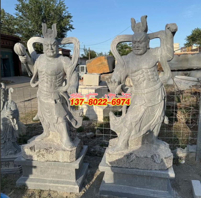 傳統(tǒng)石雕哼哈二將：盡顯威武護法之姿